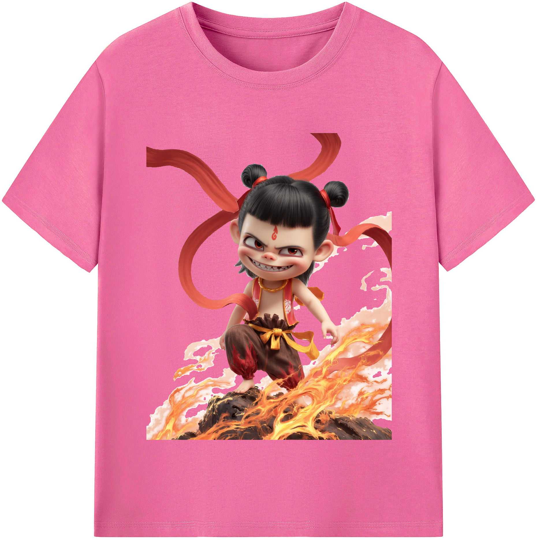 （画像用） Ne Zha 2 ナタ 魔童の大暴れ レディースカジュアルプリントTシャツ（綿100％）